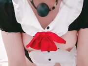 甜美小女仆！丰乳肥臀尤物！一线天美穴黑丝足交，第一视角猛怼粉穴，大白屁股骑乘打桩机