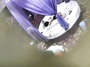 特色情趣酒店帘子房偷拍胖哥和斯文眼镜女友开房啪啪床边站着干