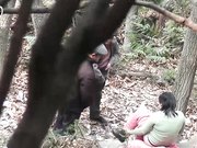 公园密林里2个老头与中年妇女一个干另一个放哨内射