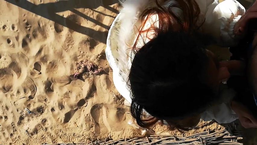 帅哥海边偶遇主持人采外景找个没人的地方刺激后入内射