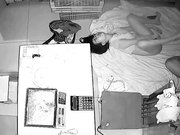 网络摄像头偷窥系列：住在店里的老板睡觉前和媳妇啪啪