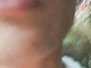 调教女友新人小哥和红衣妹子户外啪啪，公园路边口交撩起裙子骑坐舔逼