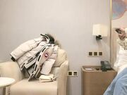 约了个花臂纹身高颜值甜美嫩妹子啪啪，舔奶摸逼深喉口交翘起屁股后入猛操